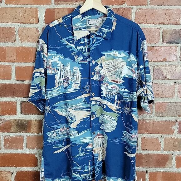 Bluewater Wear Vintage Hawaiian Button-up Short-sleeve Shirt California Theme L - Picture 2 of 14
